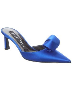 Sergio Rossi Bigoudi Satin Mule - Blue