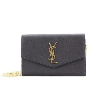 Saint Laurent Black Leather Uptown Chain Wallet (authentic Pre-loved) - Gray