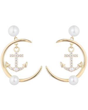 Eye Candy LA Luxe Collection Anchor Away Cubic Zirconia Loop Earrings - Natural