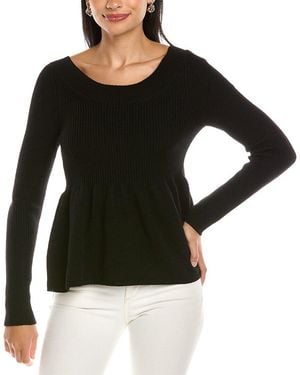 Rebecca Taylor Peplum Wool Pullover - Black