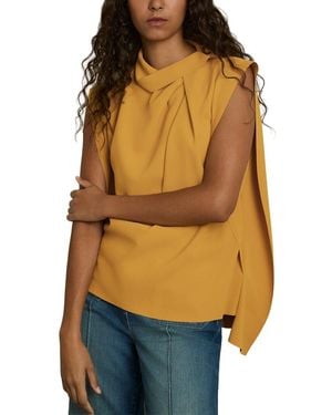 Reiss Simone Drape Neck Shell Top - Orange