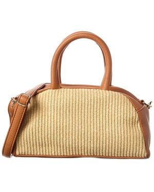 Surell Accessories Mini Bowler Straw Crossbody - Brown