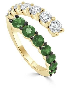 Sabrina Designs 14K 2.05 Ct. Tw. Diamond & Emerald Cross Over Ring - Green