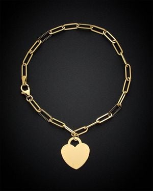 Italian Gold 14k Heart Charm Bracelet - Black