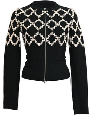 Alaïa Alaïa Patterned Zip-up Cardigan (authentic Pre-loved) - Black