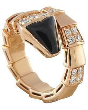 BVLGARI 18k Rose Gold Onyx Ring (authentic Pre-loved) - Metallic