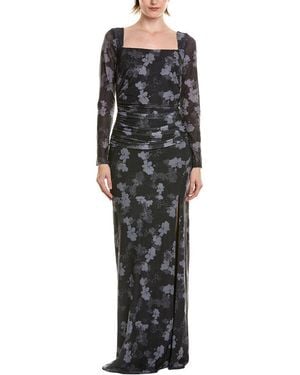 Rene Ruiz Body Con Printed Gown - Black