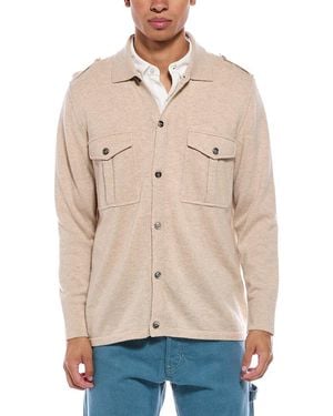 N.Peal Cashmere 100% Cashmere Safari Shirt - Natural