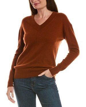 InCashmere High V-Neck 100% Cashmere Jumper - Brown