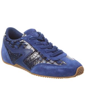 Rag & Bone Retro Runner Slim Ultra Croc-embossed Leather & Suede Trainer - Blue