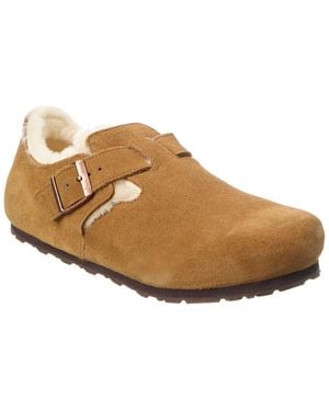 Birkenstock London Suede & Shearling Clog - Brown