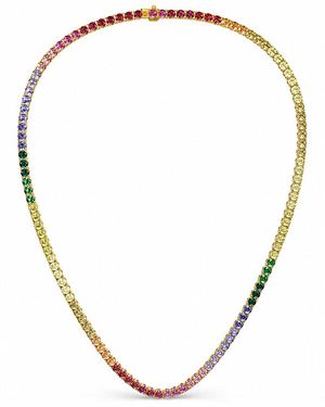 Lab Grown Diamonds 30.00 Ct. Tw. Lab-Grown Diamond & Lab-Grown Sapphire Tennis Necklace - Natural