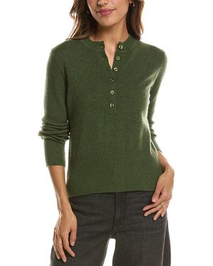 Forte Crewneck 100% Cashmere Henley - Green