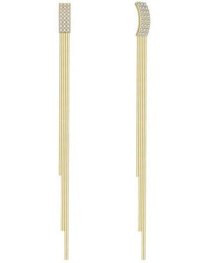 Rachel Glauber 14K Plated Cz Linear Earrings - White