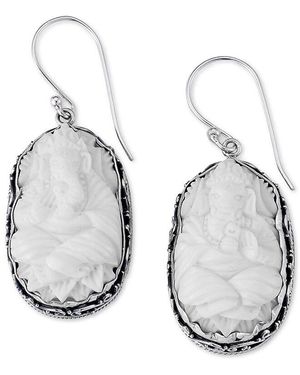 Samuel B. Carved Bone Earrings - White