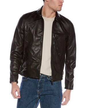 Reiss Foster Leather Jacket - Black