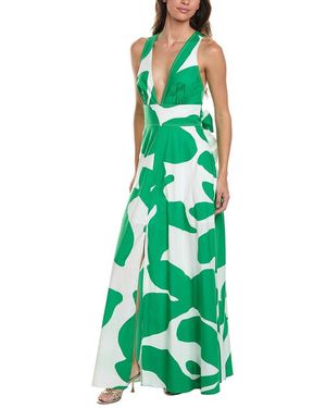 MILLY Catarina Grand Foliage Poplin Maxi Dress - Green