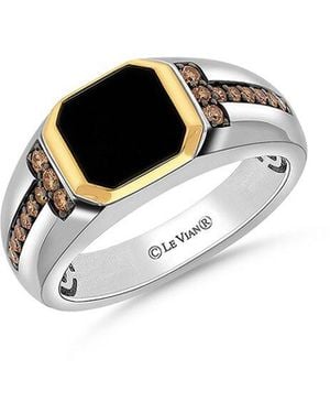 Le Vian Le Vian Silver 1.75 Ct. Tw. Diamond & Onyx Signet Ring - Black