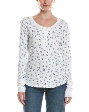 Michael Stars Regan Printed Henley - White