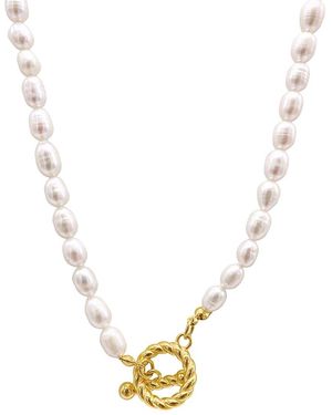 st. Moran 18K Plated 10Mm Pearl Cable Toggle Necklace - Metallic