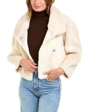 La Fiorentina Short Teddy Coat - White