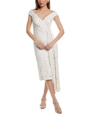 Eliza J Illusion Lace Midi Sheath Dress in Blue | Lyst
