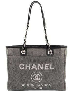 CHANEL Black Denim Deauville Small Tote (authentic Pre-loved)