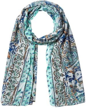 La Fiorentina Silk-Blend Printed Scarf - Blue