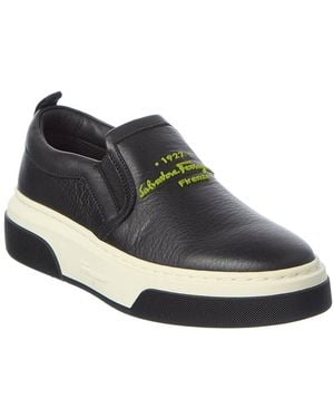 Ferragamo Leather Slip On Sneaker - Blue