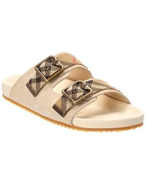 Burberry Check Urchin Suede & Canvas Sandal - Natural