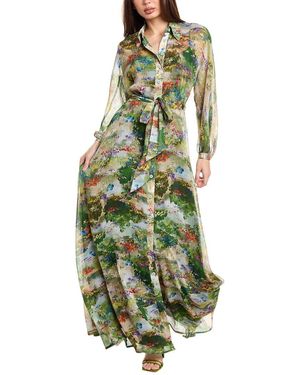 Teri Jon Chiffon Shirtdress - Green