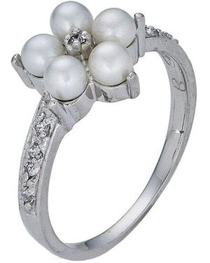 Belpearl Silver Pearl Cz Ring - White