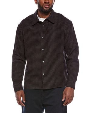 FRAME Chequered Wool-Blend Shirt - Black