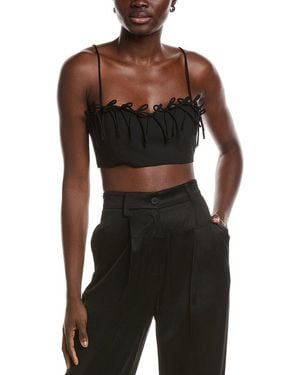 Ganni Drapey Melange Sleeveless Top - Black