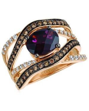 Le Vian Le Vian Raspberry Rhodolite 14k Rose Gold 2.58 Ct. Tw. Diamond & Rhodolite Ring - Blue