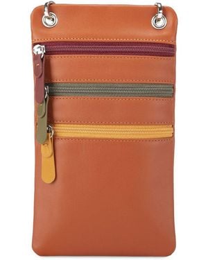 Mywalit Leather Travel Neck Purse - Orange
