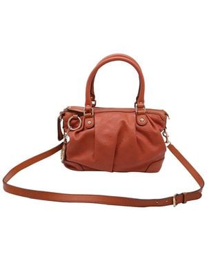 Gucci Rust Ssima Leather Sukey 2-Way Satchel Bag (Authentic Pre-Loved) - Brown