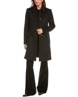 Fleurette Club Collar Wool Coat - Black