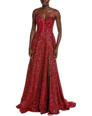 Issue New York Sequin Lurex Gown - Red