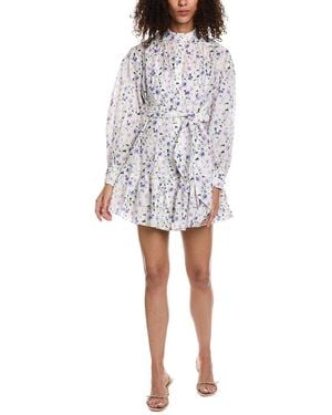 The Kooples Tie Waist Silk-Blend Shirtdress - White