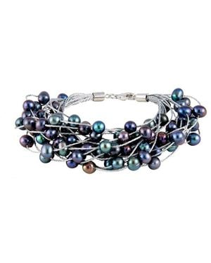 Splendid Splendid Freshwater Pearls Rhodium Plated 6-7mm Freshwater Pearl Bracelet - Blue