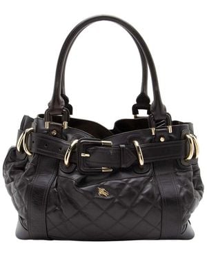Burberry Brown Quilted Leather Beaton Satchel (authentic Pre-loved) - Black