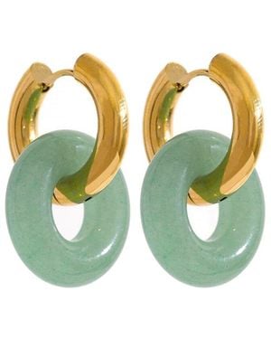 Liv Oliver 18K Plated 15.75 Ct. Tw. Jade Earrings - Green