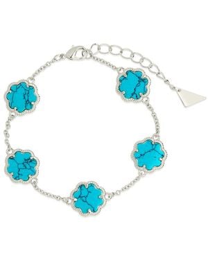 Sterling Forever Rose Petal Station Bracelet - Blue