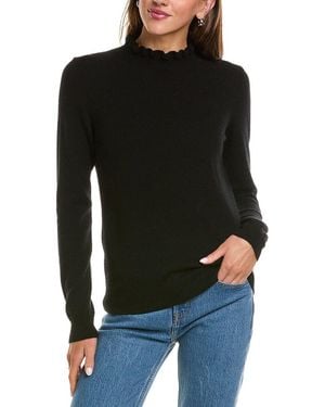 Sofiacashmere Ruffle Mock Neck 100% Cashmere Sweater - Black