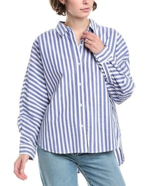 Stateside Puckered Stripe Dolman Shirt - Blue