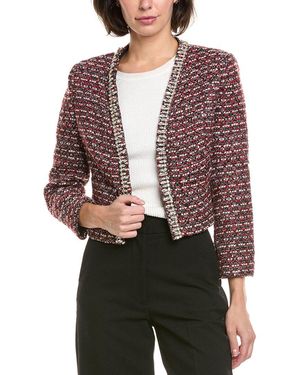 MILLY Tweed Crystal Jacket - Red