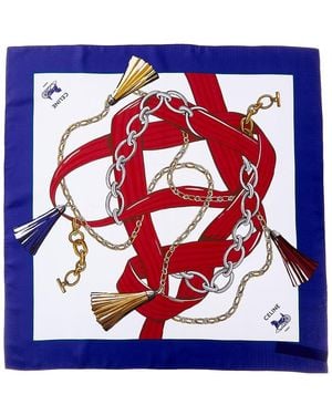 Celine Square Silk Scarf - Blue