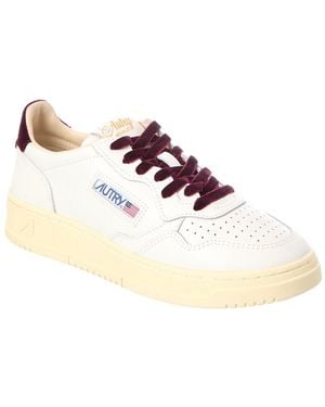 Autry Medalist Leather & Velvet Trainer - Pink