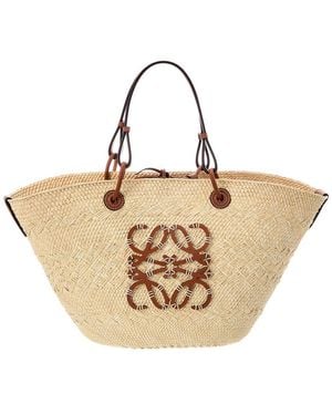 Loewe Anagram Medium Raffia & Leather Tote - Natural